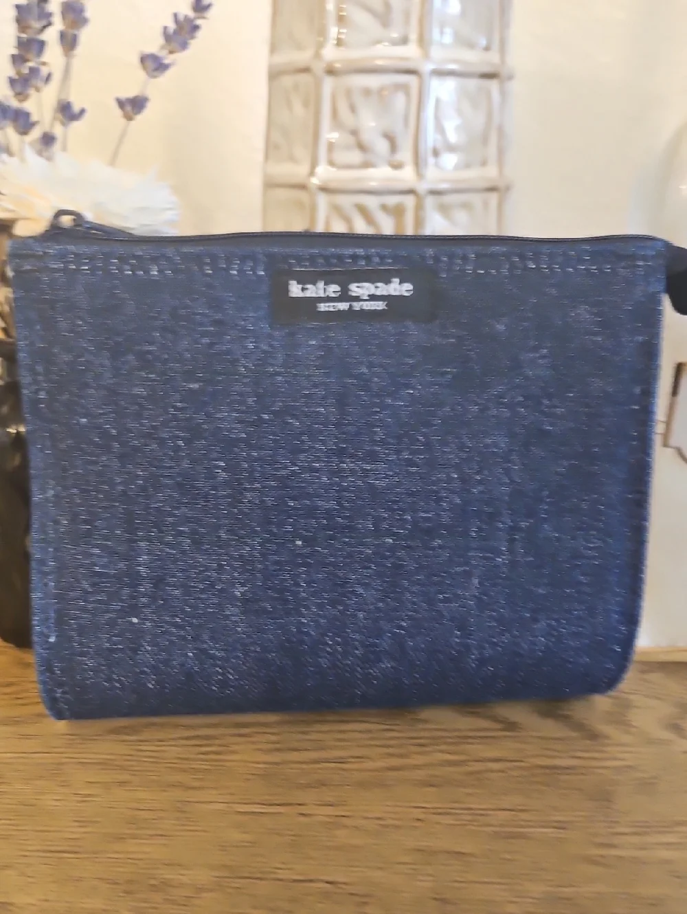 kate spade navy glitter toiletry pouch